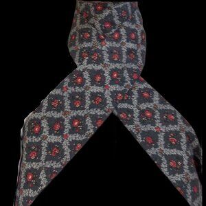 Classic Shaped Equestrian Fox Hunting Stock Floral Check Roses Gray Charcoal